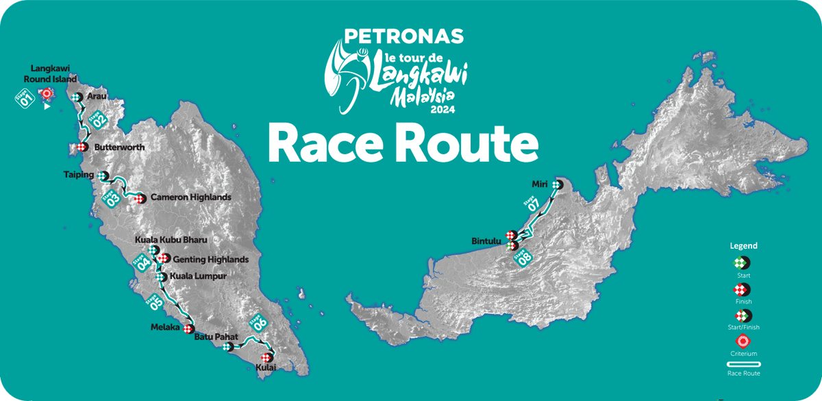 Race Route Map Le Tour de Langkawi 2024